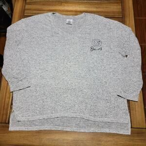 Buc-ee's LS Grey Knit V-Neck Oversized Sweater - Size XL